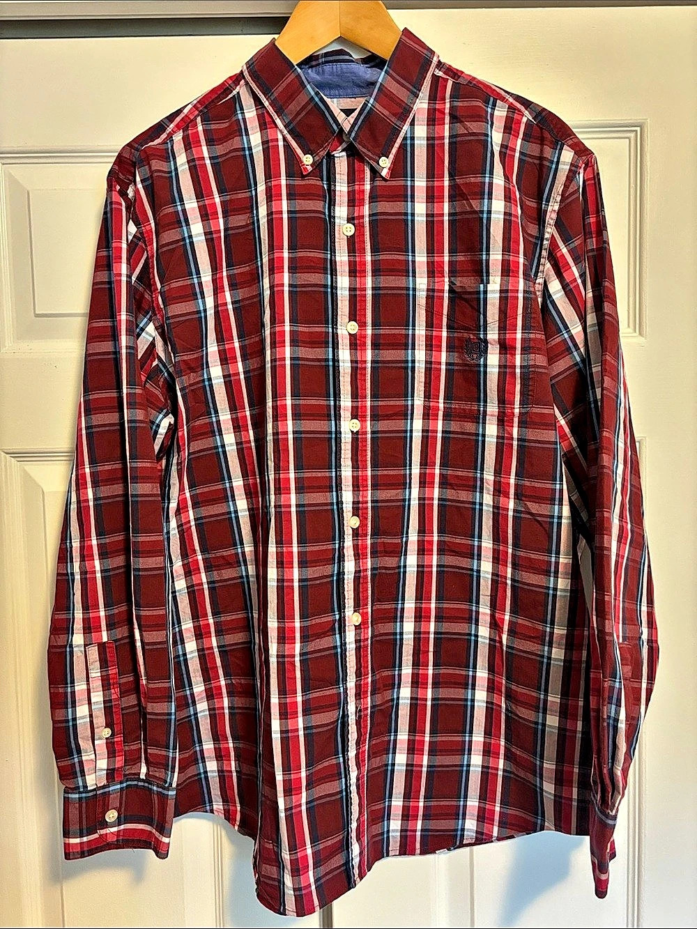 Chaps Men's Plaid Button Down Red Blue XL Like New